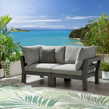 Quatropi Modern Aluminium Outdoor Garden Sofa Modular Couch Grey 186cm