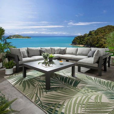 Quatropi Modern Aluminium Outdoor U-Shape Garden Corner Sofa Modular Couch Grey 350x350cm