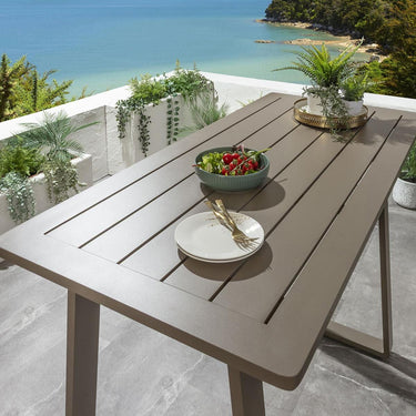 Quatropi Modern Aluminium Tall Drinks Outdoor Garden Bar Table Beige 150x70cm