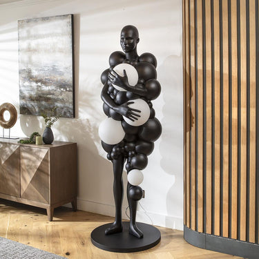 Quatropi Modern Black Resin Sculpture Unusual Standing Floor Lamp 60cm x 200cm