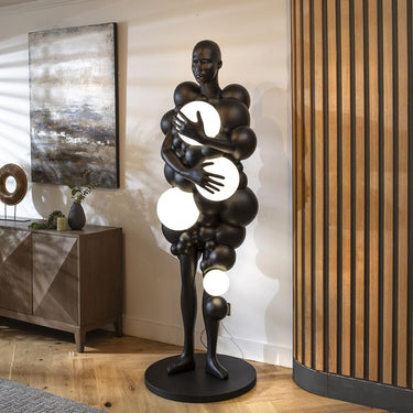 Quatropi Modern Black Resin Sculpture Unusual Standing Floor Lamp 60cm x 200cm