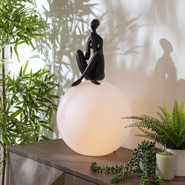 Quatropi Modern Black Resin Unusual Large Table Lamp 35cm x 61cm