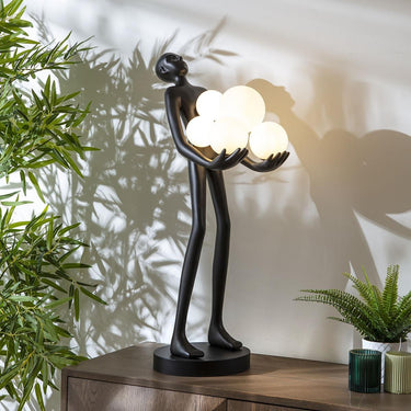 Quatropi Modern Black Resin Unusual Large Table Lamp 40cm x 85cm