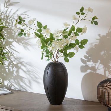 Quatropi Modern Black Wooden Decorative Vase D19cm H35cm