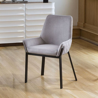 Quatropi Modern Carver Kitchen Dining Room Chair with Arms Light Grey Fabric