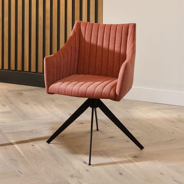 Quatropi Modern Carver Velvet Dining Room Chair with Arms Pink Fabric Swivel Base