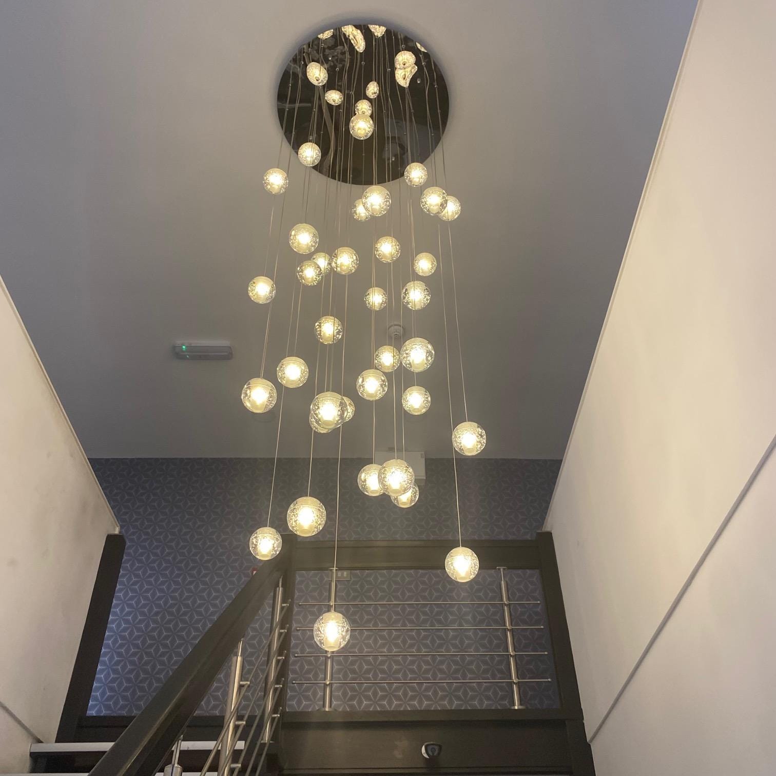 Quatropi Modern Cluster Chandelier Ceiling Light - Large Glass Chrome Kitchen Hall Way Light