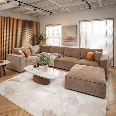 Quatropi Modern Corner Sofa 5 Seater Modular Couch Beige 374x208cm