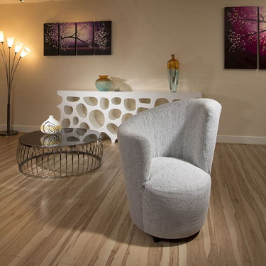 Quatropi Modern Curved Stone White Fabric Armchair/Armchairs/Tub Chair/Chairs