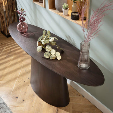 Quatropi Modern Designer Console Table for Hallway Entrance Grey Walnut Wood 180cm x 55cm