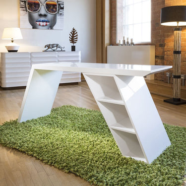 Quatropi Modern Designer Desk / Work Station / Dresser White Gloss 1728mm 1801