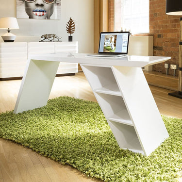 Quatropi Modern Designer Desk / Work Station / Dresser White Gloss 1728mm 1801