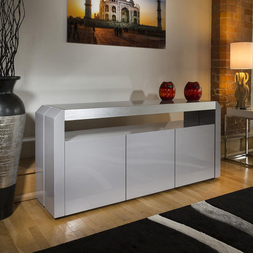 Modern Designer Grey High Gloss Sideboard Cabinet Buffet 701M