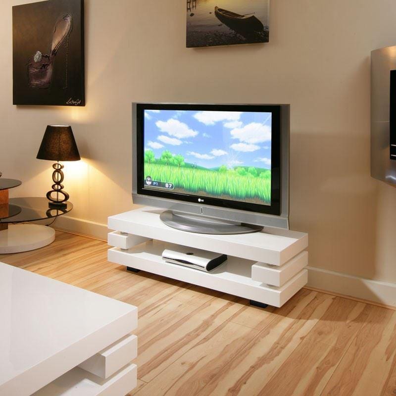 Quatropi Modern Designer TV Cabinet / Stand White Gloss Stunning AG Studios397F