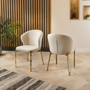 Quatropi Modern Dining Table and Chairs Set Cream Velvet Glass 8 Seat Dining Set