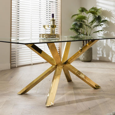 Quatropi Modern Dining Table and Chairs Set Cream Velvet Glass 8 Seat Dining Set