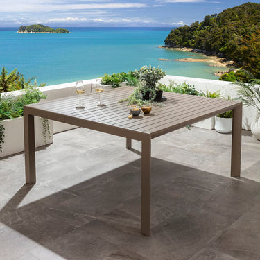 Quatropi Modern Extendable Garden Dining Set 8 Seater Outdoor Table and Chairs Cream Beige Aluminium