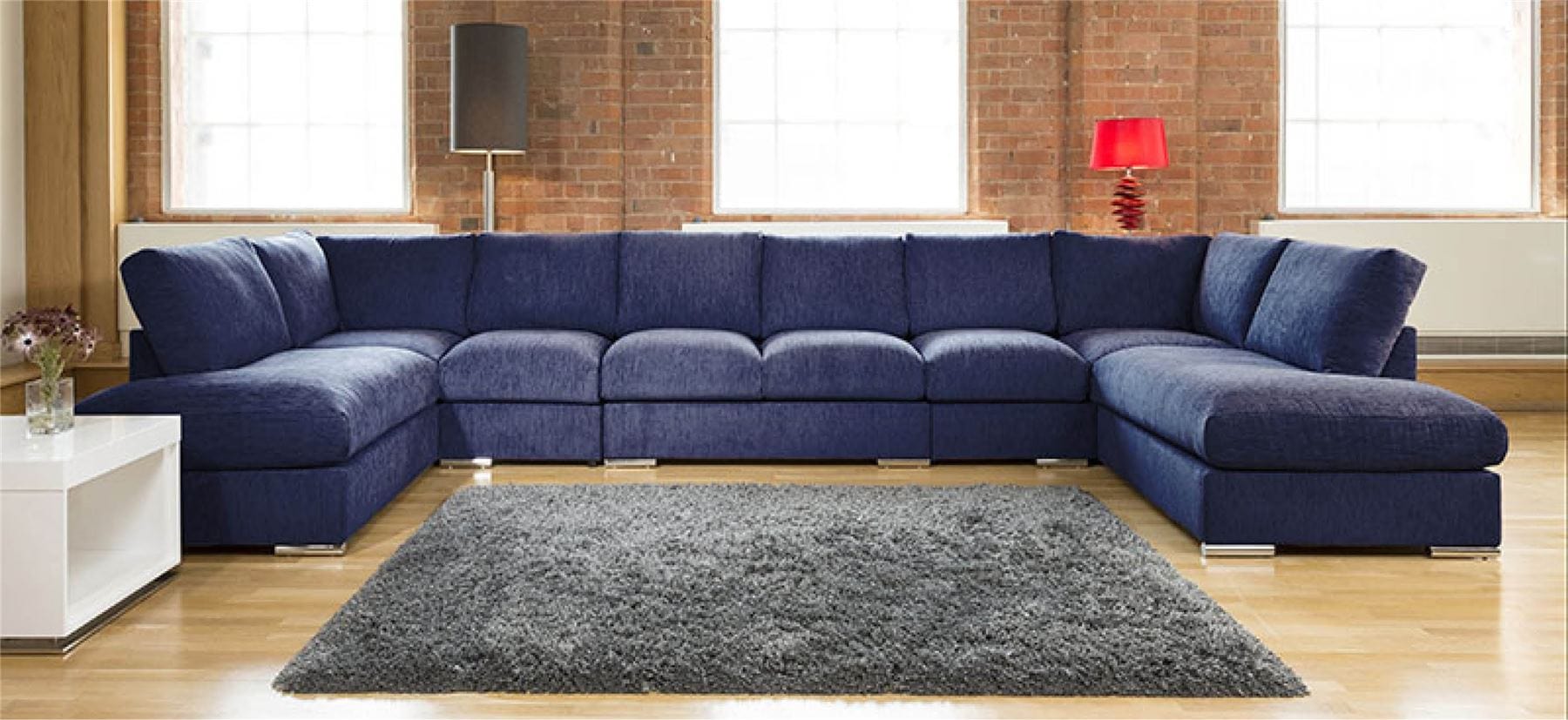 Quatropi Modern Extra Wide Sofa Set Settee Corner Group U Shape Grey 4.7x2.1m
