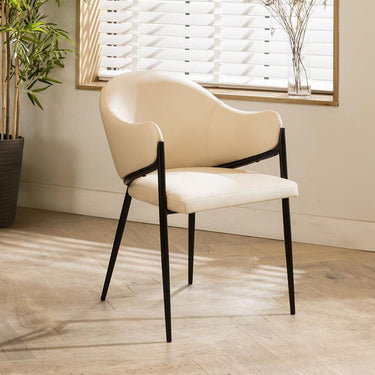 Quatropi Modern Faux Leather Dining Room Chair Cream Clay Leatherette