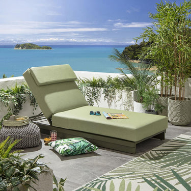 Quatropi Modern Garden Cushioned Sun Lounger Outdoor Aluminium Green 200x78cm