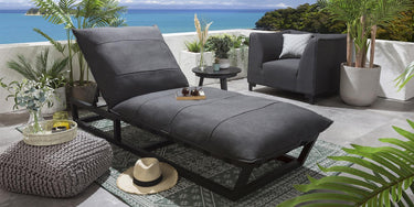 Quatropi Modern Garden Cushioned Sun Lounger Premium Outdoor Patio Grey