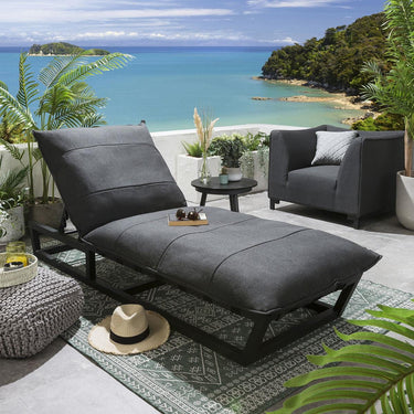 Quatropi Modern Garden Cushioned Sun Lounger Premium Outdoor Patio Grey