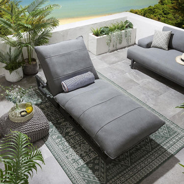 Quatropi Modern Garden Cushioned Sun Lounger Premium Outdoor Patio Grey