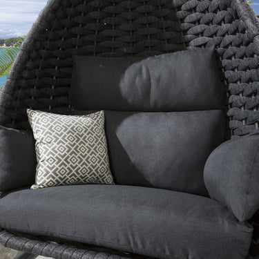 Quatropi Modern Garden Hanging Egg Chair Charcoal Grey Premium Outdoor Rope