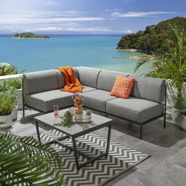 Quatropi Modern Garden L-Shape Corner Sofa 4 Seat Outdoor Patio Grey Aluminium