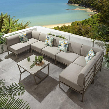 Quatropi Modern Garden U-Shape Corner Sofa 6 Seat Outdoor Patio Cream Aluminium