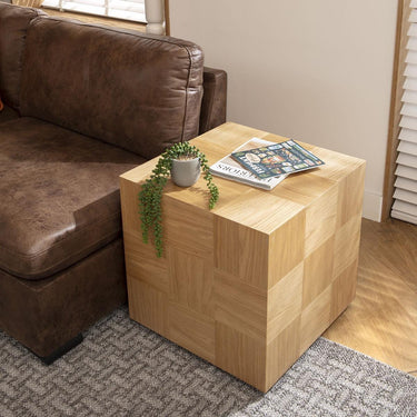 Quatropi Modern Geometric Wooden Square Bedside End Lamp Side Table 55x55cm