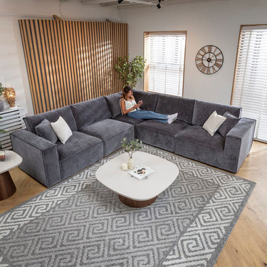 Quatropi Modern Grey Corner Sofa 5 Seater Modular Couch 297x297cm