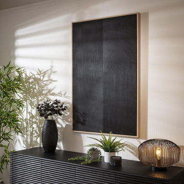 Quatropi Modern Hand-Carved Framed Wall Artwork Black 80x120cm