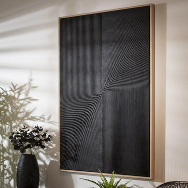 Quatropi Modern Hand-Carved Framed Wall Artwork Black 80x120cm