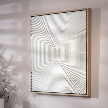 Quatropi Modern Hand-Carved Framed Wall Artwork White 60x70cm