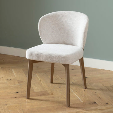 Quatropi Modern Hopsack Fabric Kitchen Dining Room Chair Cream Gold Wood