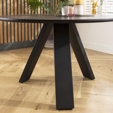 Quatropi Modern Industrial Small Round Black Kitchen Dining Room Table 120cm