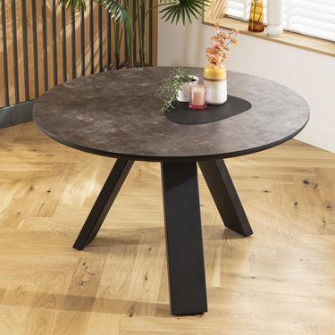 Quatropi Modern Industrial Small Round Black Kitchen Dining Room Table 120cm