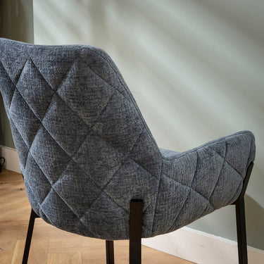 Quatropi Modern Kitchen Carver Dining Chair with Arms Blue Chenille