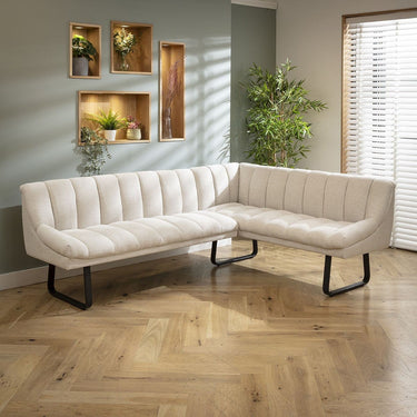 Quatropi Modern Kitchen Corner Dining Bench Left-Hand White Fabric 174x230cm