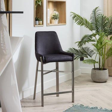Quatropi Modern Kitchen Counter Bar Stool with Back Charcoal Grey