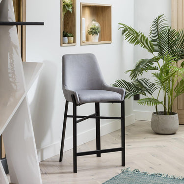 Quatropi Modern Kitchen Counter Bar Stool with Back Light Grey