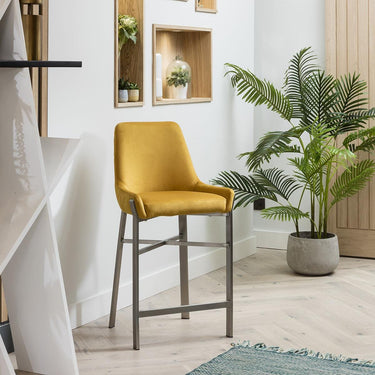 Quatropi Modern Kitchen Counter Bar Stool with Back Mustard Yellow
