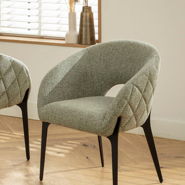 Quatropi Modern Kitchen Dining Room Chair Premium Green Fabric Black Legs