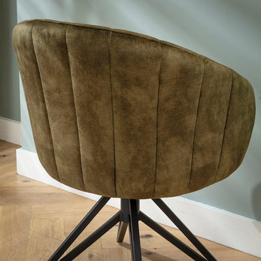 Quatropi Modern Kitchen Swivel Dining Chair with Arms Green Velvet