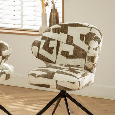 Quatropi Modern Kitchen Swivel Dining Room Chair White Olive Green Fabric