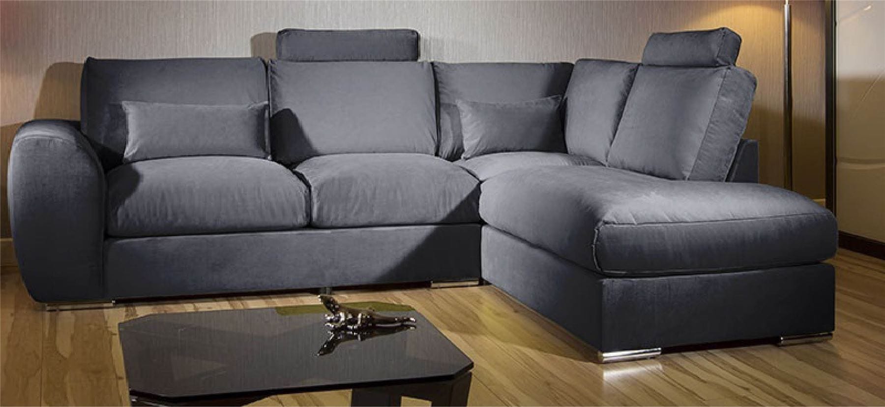 Quatropi Modern L Shape Sofa Set Settee Corner Group 305x210cm Grey Fabric R