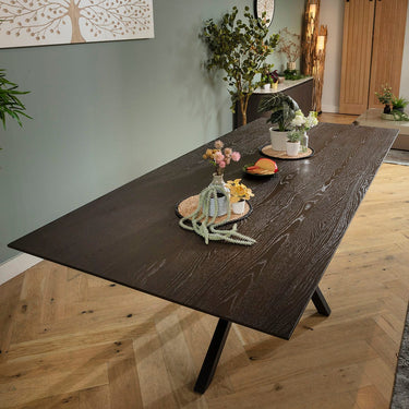 Quatropi Modern Large 10 Seater Wooden Kitchen Dining Room Table Dark Oak 240x105cm
