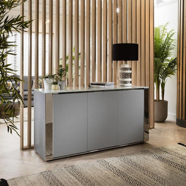 Quatropi Modern Large 3 Door Sideboard Cabinet Storage Fully Assembled Grey 160cm