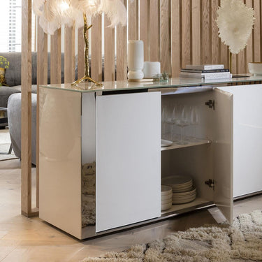 Quatropi Modern Large 3 Door Sideboard Cabinet Storage Fully Assembled White 160cm